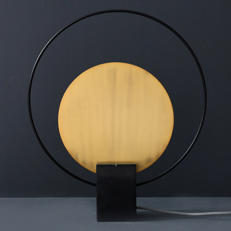 Zeitgenössische kreative Kreis Metallring Marmor Basis LED Tischlampe für Schlafzimmer 