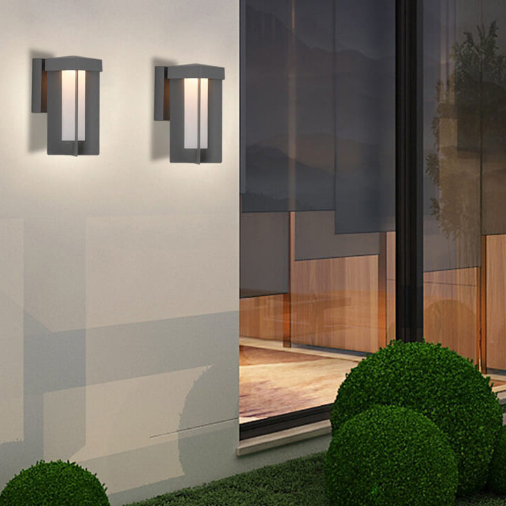 مصباح حائط خارجي LED مقاوم للماء من الألمنيوم والحديد بتصميم مربع هندسي بسيط 