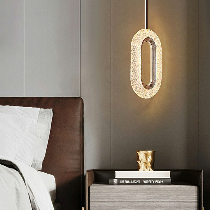 Zeitgenössischer Luxus Zinklegierung Acrylschirm Ovaler Ring LED Kronleuchter für das Wohnzimmer 