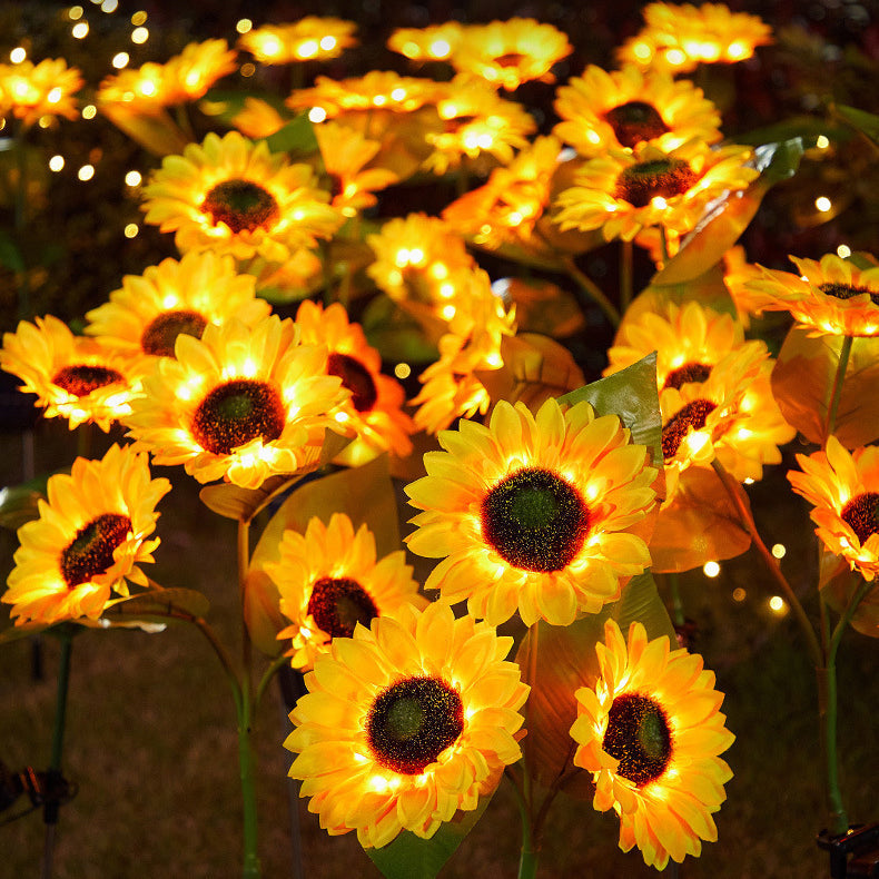 Lumière de jardin extérieure pour pelouse avec prise de terre à LED en acier inoxydable ABS sérigraphie tournesol créative contemporaine 