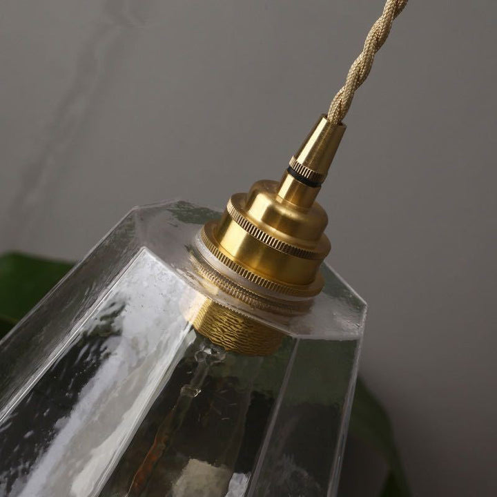 Zeitgenössische skandinavische achteckige Messingglas-Pendelleuchte mit 1 Licht für Wohnzimmer 
