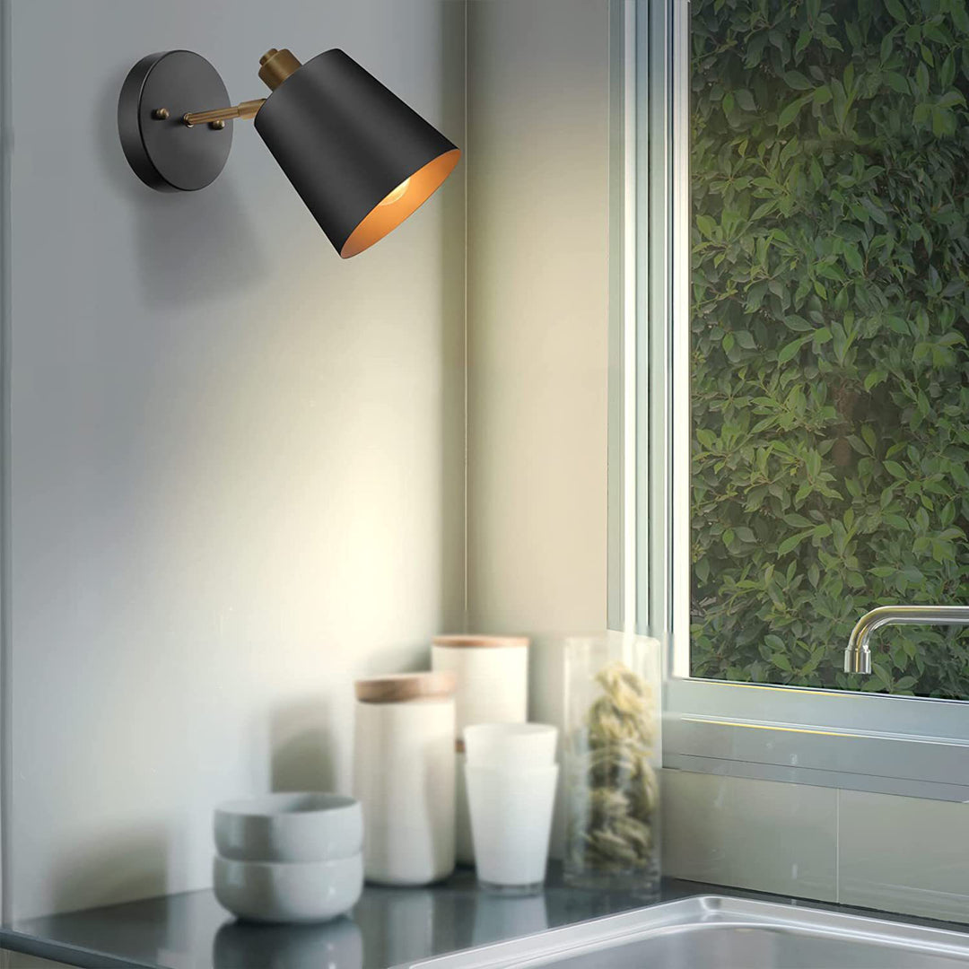 Zeitgenössische industrielle Zylinder Eisen 1-Licht Wandleuchte Lampe für Schlafzimmer 