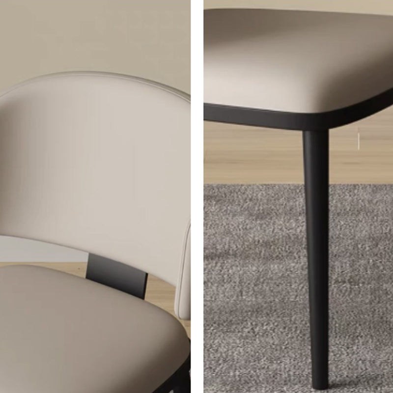 Modern Minimalist Microfiber Leather Carbon Steel Sponge Square Dining Chair Backrest For Dining Room