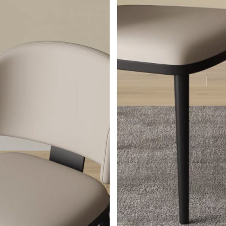 Modern Minimalist Microfiber Leather Carbon Steel Sponge Square Dining Chair Backrest For Dining Room