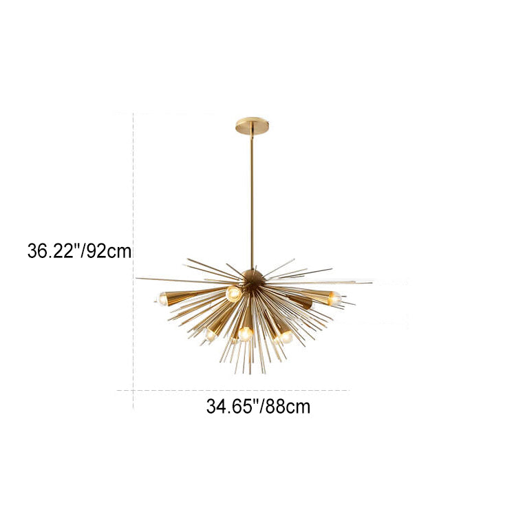Skandinavische Moderne Radialform-Hardware 10-Licht Kronleuchter 