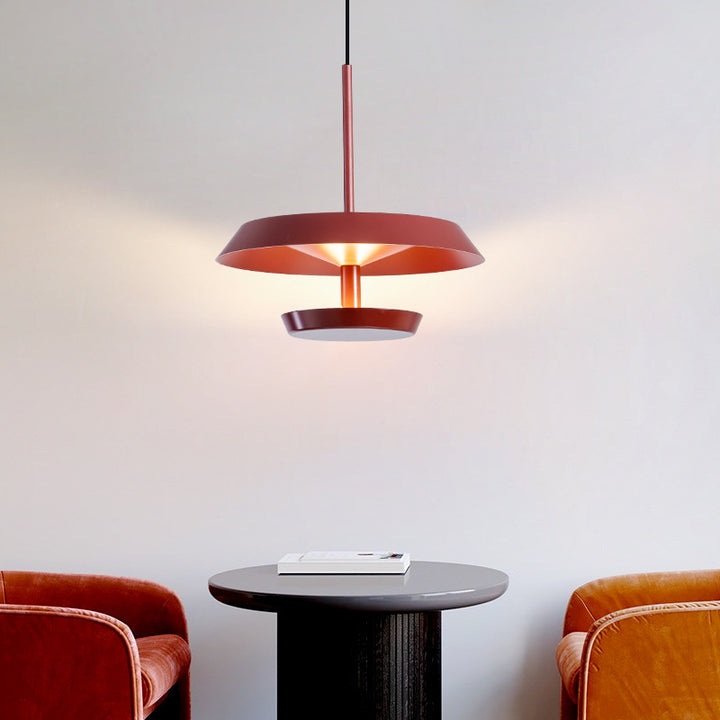 Suspension LED en aluminium et acrylique en forme de soucoupe volante ronde minimaliste danoise 