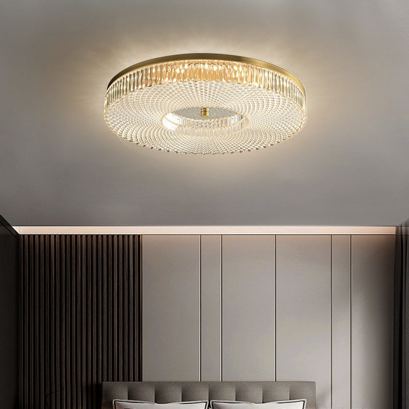 Zeitgenössische Luxus Runde Kupfer Acryl LED Unterputz Deckenleuchte für Wohnzimmer 