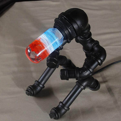 Retro Industrial Personality Iron Pipe Robot 1-Light Table Lamp