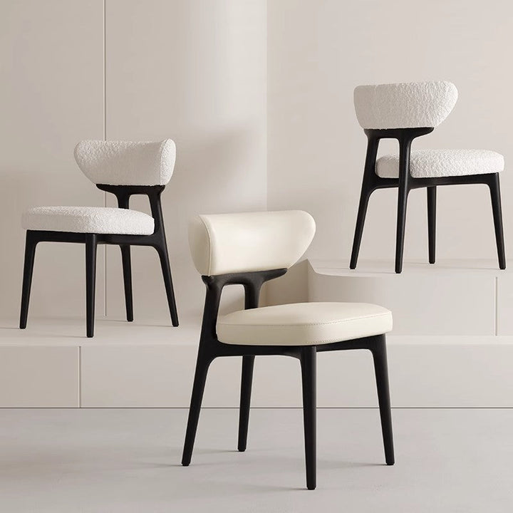 Modern Minimalist Square Sherpa Fabric Microfiber Leather Ash Foam Dining Chair Backrest For Dining Room