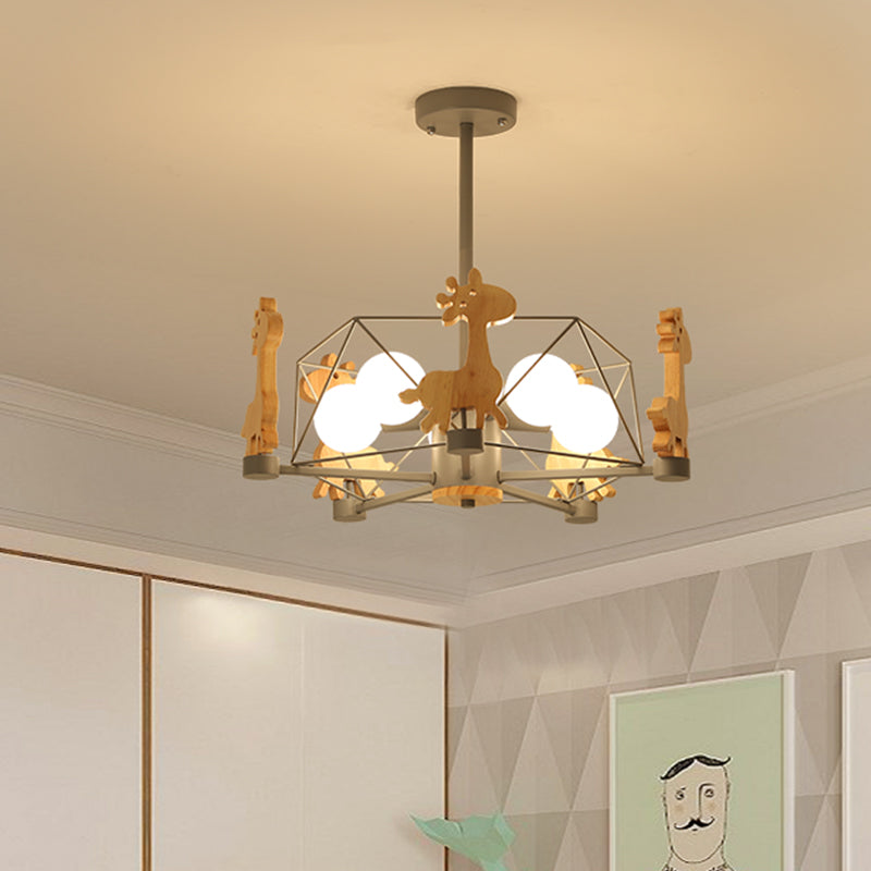 Skandinavischer moderner Kinder-Giraffen-Diamant-Pentagramm-Eisen-5-Licht-Insel-Kronleuchter 