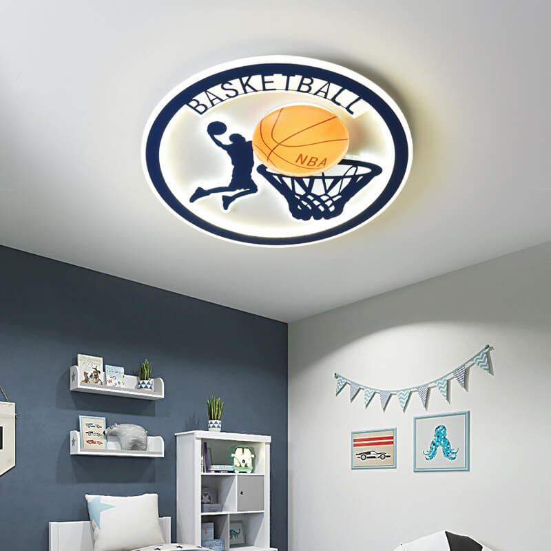 Creative Simplicity NBA Basketball Acrylic LED Kids Flush Mount Ceiling Light