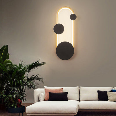 Aplique de pared LED elíptico redondo de hierro y aluminio minimalista moderno para cabecera 