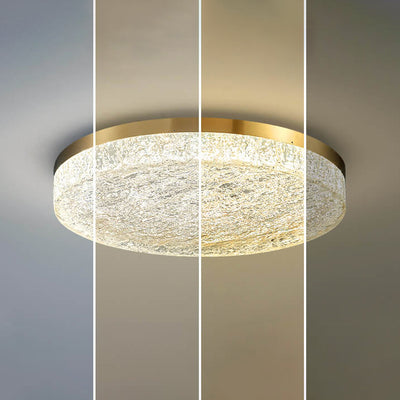 Modern Light Luxury Copper Circle LED Flush Mount Ceiling Light