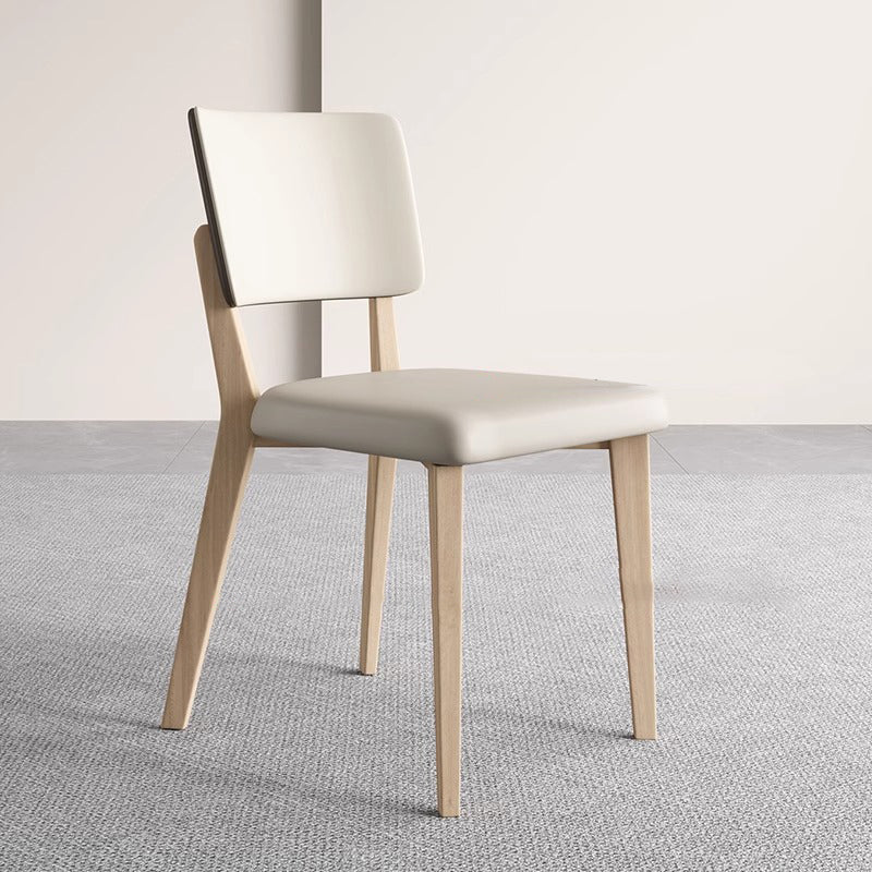 Contemporary Nordic Square PU Leather Ash Wood Frame Dining Chair Backrest For Dining Room