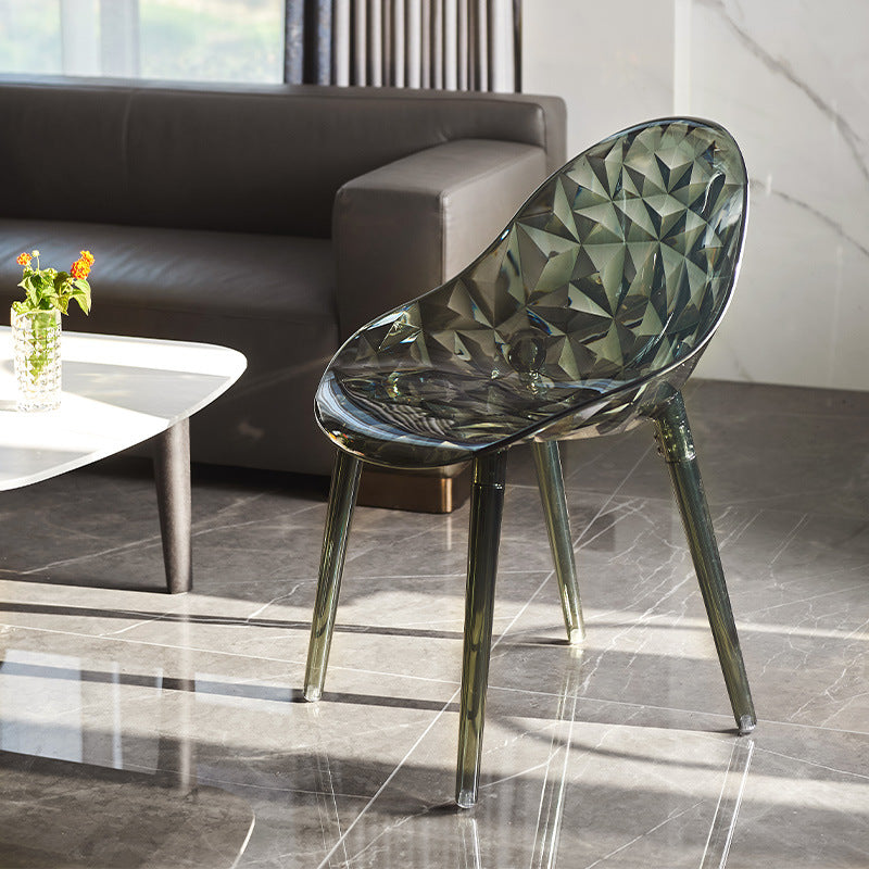 Moderner minimalistischer quadratischer Acrylstuhl mit vier Beinen und Rückenlehne für das Wohnzimmer 
