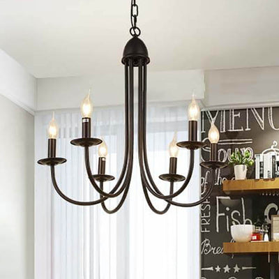 Modern Nordic Minimalist Wrought Iron Curved 6/8-Light Chandelier