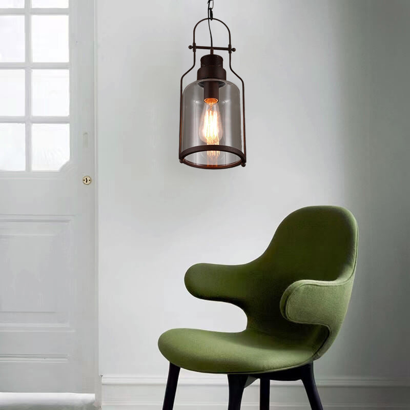 Industrial Vintage Glass Bottles Iron 1-Light Pendant Light