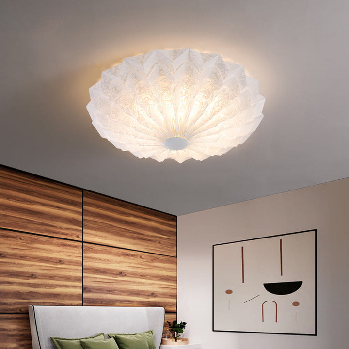 Plafonnier LED rond imprimé en acrylique fer nordique contemporain pour chambre à coucher 