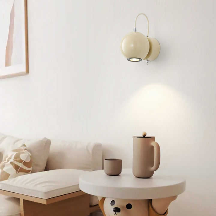 Applique murale LED en fer, cylindre sphérique scandinave contemporain pour chambre 
