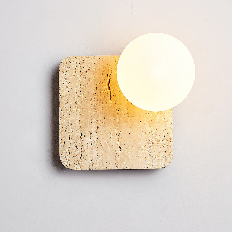 Applique murale moderne minimaliste en pierre carrée avec verre et 1 lumière pour chambre 