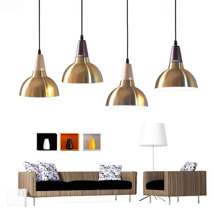 Zeitgenössische Einfachheit Eisen Halbkreis Schatten 1-Licht Pendelleuchte für Wohnzimmer 