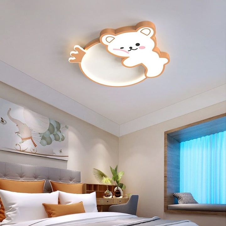 Moderne kreative LED-Deckenleuchte aus Eisen, Acryl und Aluminium in Bärenform für das Schlafzimmer 