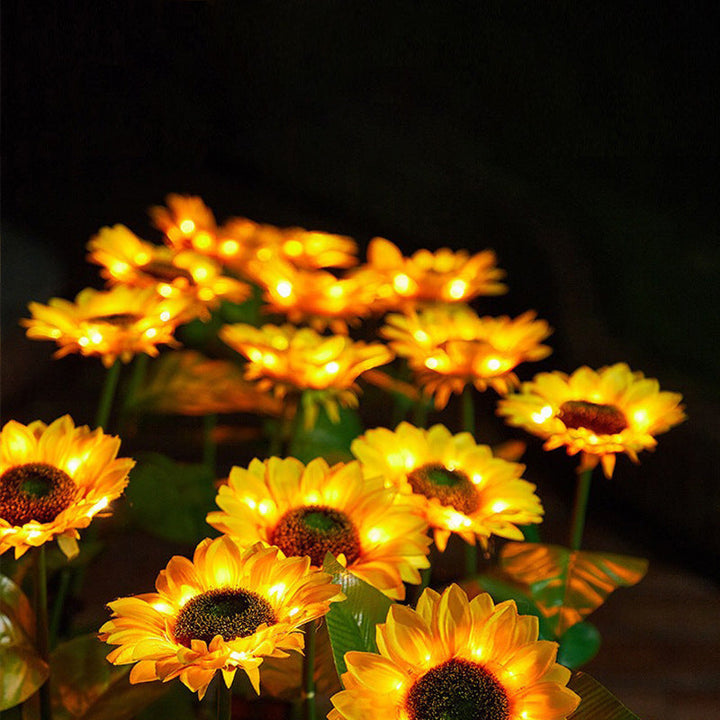 Lumière de jardin extérieure pour pelouse avec prise de terre à LED en acier inoxydable ABS sérigraphie tournesol créative contemporaine 
