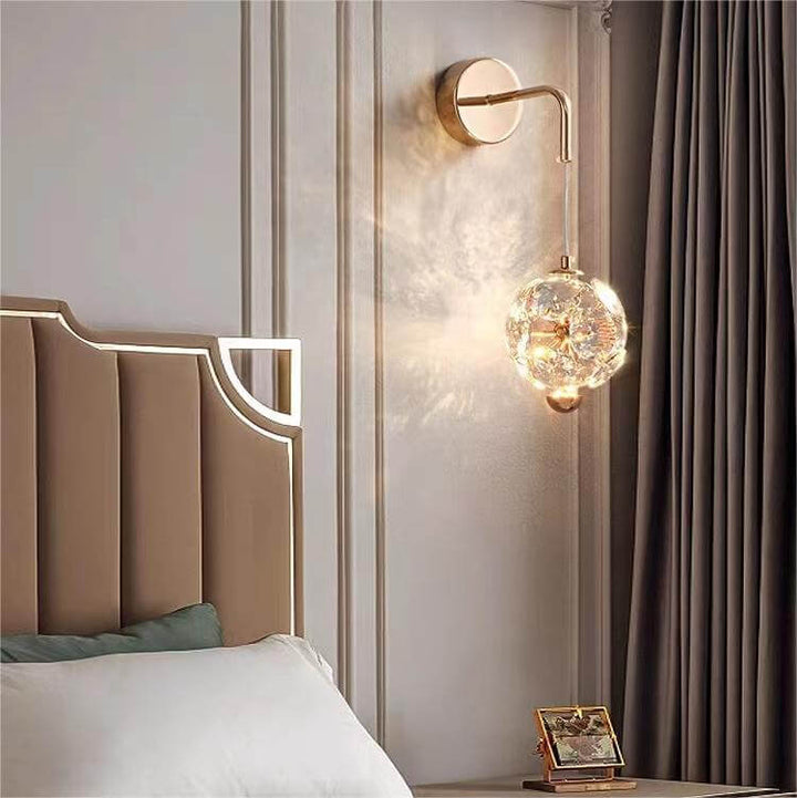 Lámpara de pared de cristal LED de hardware moderno de lujo para dormitorio 
