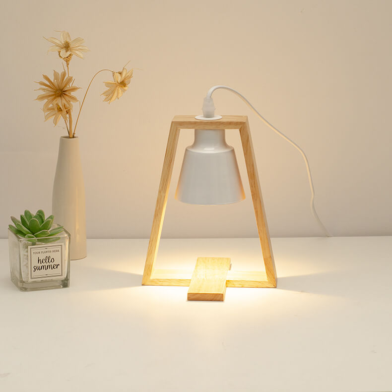 Japanese Minimalist Wood Iron Shade Scented Candle 1-Light Melting Wax Table Lamp