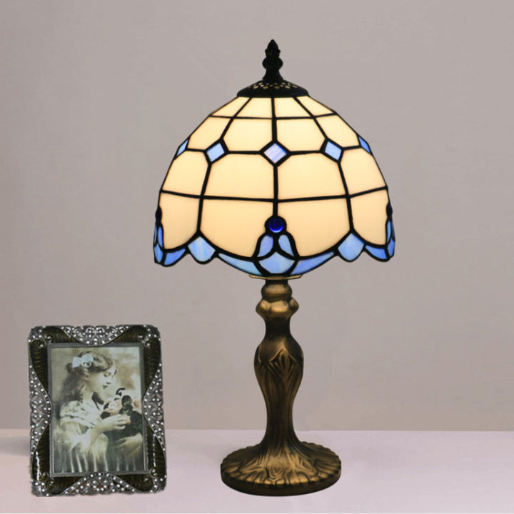 Traditional Tiffany Resin Glass Umbrella Shape 1-Light Table Lamp For Bedroom