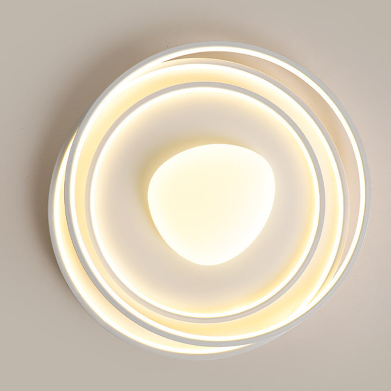 Moderne minimalistische Creme Runde Acryl Eisen LED Unterputz Deckenleuchte für Wohnzimmer 