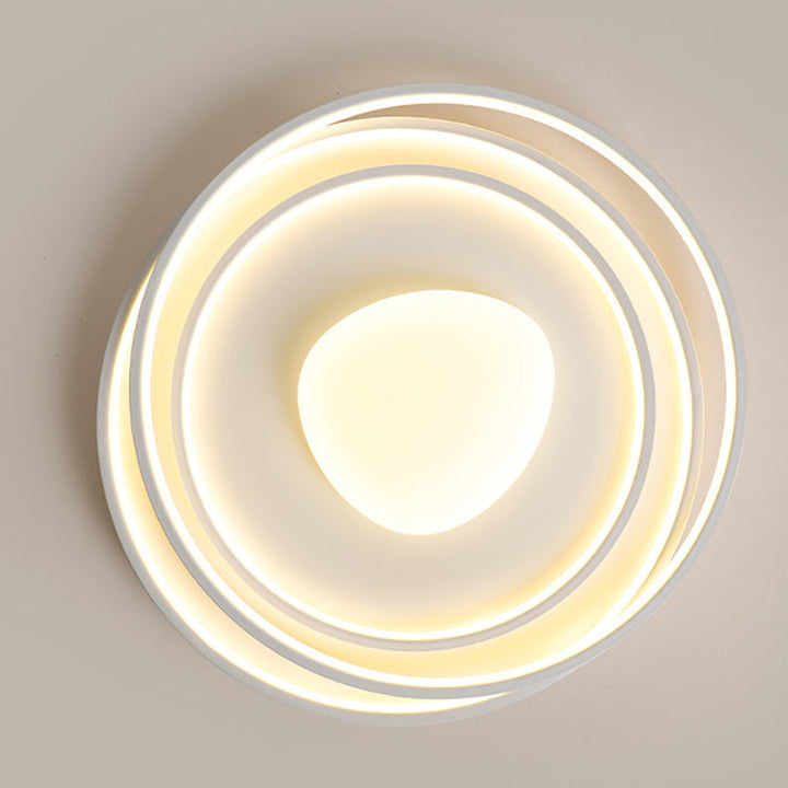 Moderne minimalistische Creme Runde Acryl Eisen LED Unterputz Deckenleuchte für Wohnzimmer 