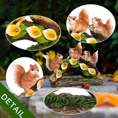 Outdoor Solar Resin Garden Decoration Three Squirrels LED Lawn Landscape Light