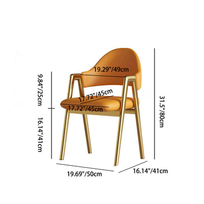 Silla de Comedor Contemporánea de Lujo Cuadrada Tapizada en Cuero con Respaldo y Reposabrazos para Comedor 