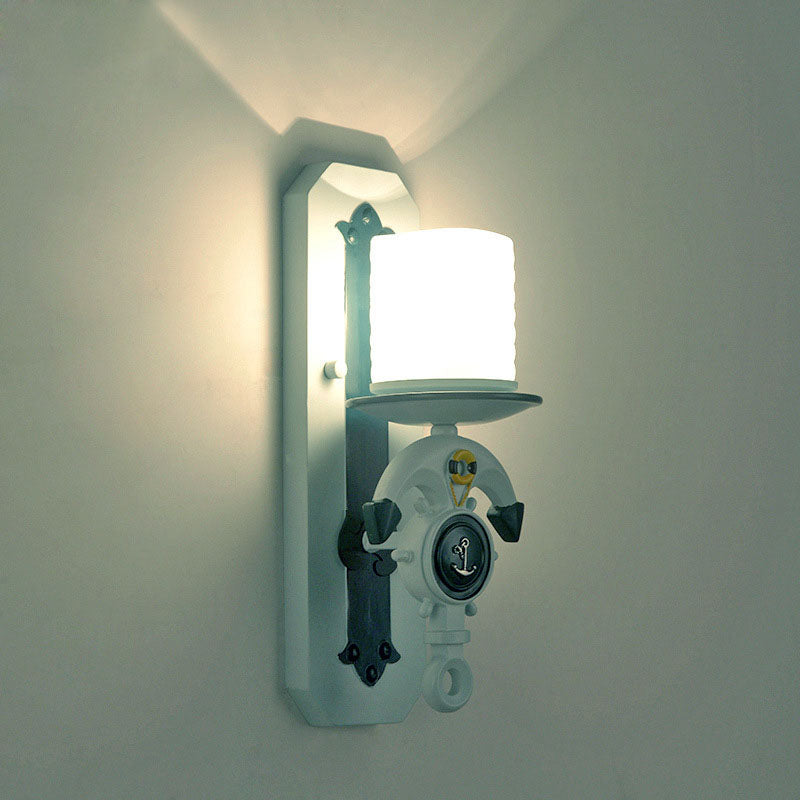 Aplique de pared de ancla de barco de hierro resina nórdica mediterránea de 1/2 luces 