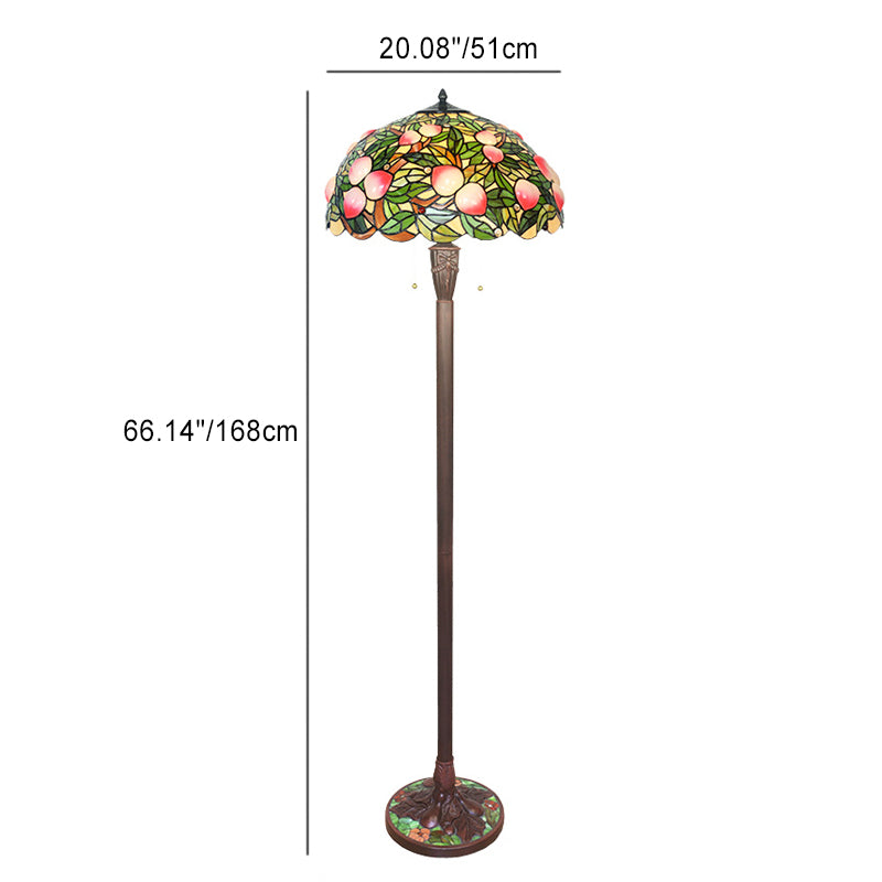Traditionelle Tiffany-Stehlampe mit Buntglas und pfirsichfarbenem Hardware-Sockel, 3 Lichter, für das Home Office 