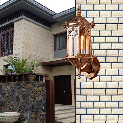 Traditionelle europäische wasserdichte Zylinder-Aluminiumglas-1-Licht-Wandleuchterlampe für den Garten 