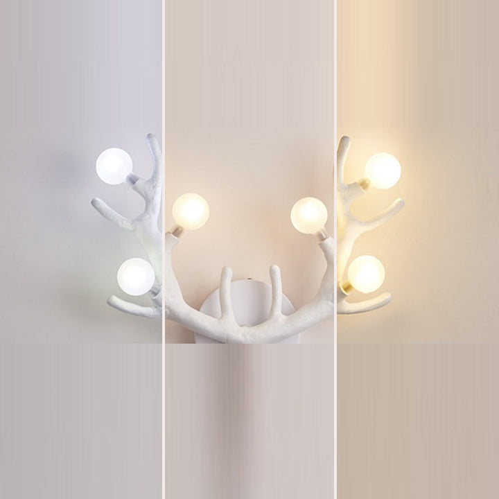 Applique murale contemporaine à 6 lumières avec abat-jour en verre et branche de résine créative pour chambre 