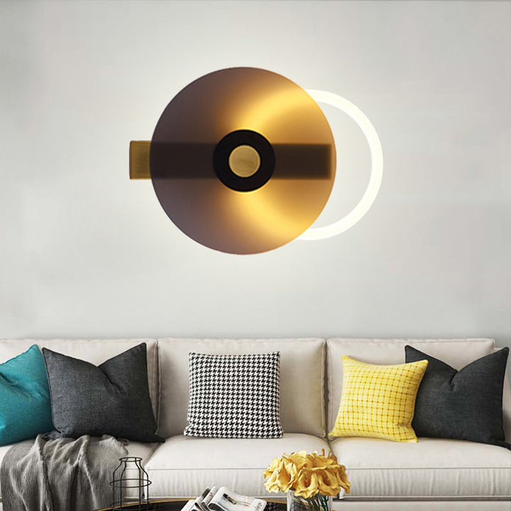 Zeitgenössische kreative Eisen Acryl Runde Disc LED Wandleuchte Lampe für Wohnzimmer 