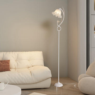 Modern Minimalist Floral Iron Acrylic 1-Light Standing Floor Lamp For Living Room