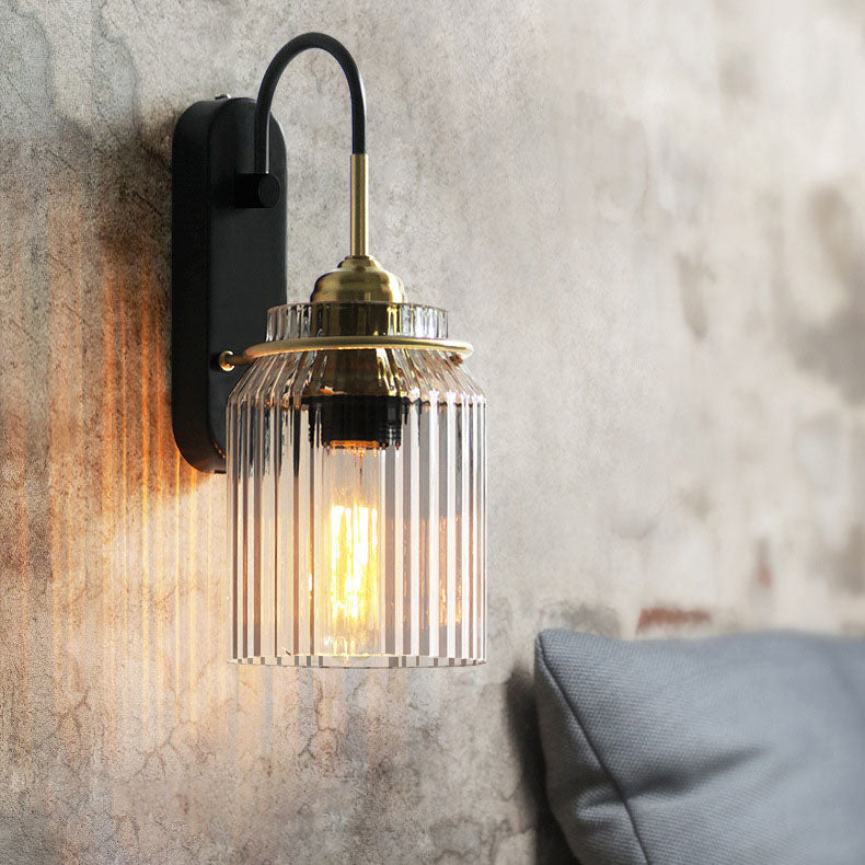 Cilindro de Lujo Moderno de Hierro y Vidrio con 1 Luz para Dormitorio 