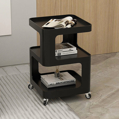 Table d'appoint carrée en fer amovible à la simplicité contemporaine avec étagères de rangement à 3 niveaux pour le salon 