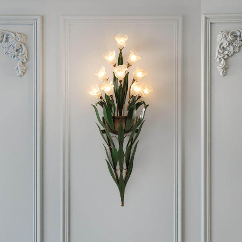 Modern Minimalist Glass Flower 6/10-Light Wall Sconce Lamp