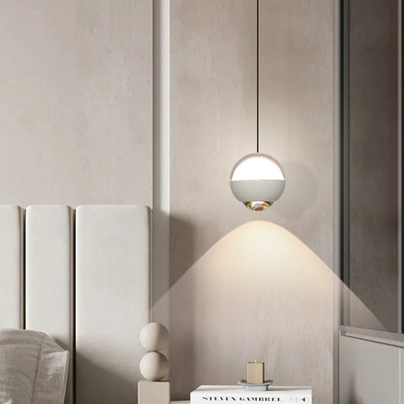 Moderne Einfachheit Ball Aluminium Acrylglas LED Pendelleuchte Liftable Für Nachttisch 