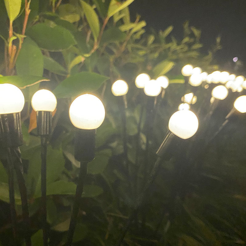 ضوء LED خارجي بلاستيكي صغير كروي الشكل متعدد الرؤوس بتصميم زهري مقاوم للماء يعمل بالطاقة الشمسية للحديقة 