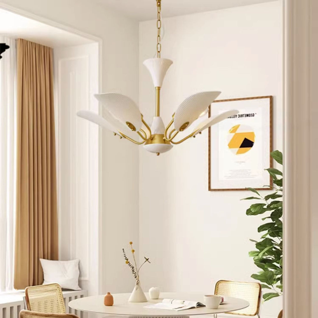 Chandelier traditionnel vintage rond en céramique cuivrée pour chips de pomme de terre 3/5 lumières pour salon 