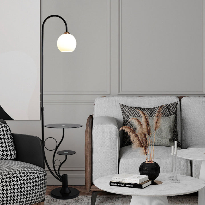 Moderner minimalistischer Marmortisch Eisen Leinen Glas 1-Licht Stehende Stehlampe 
