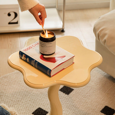 Table d'appoint en bois et fer avec design traditionnel de pétales ronds pour salon 
