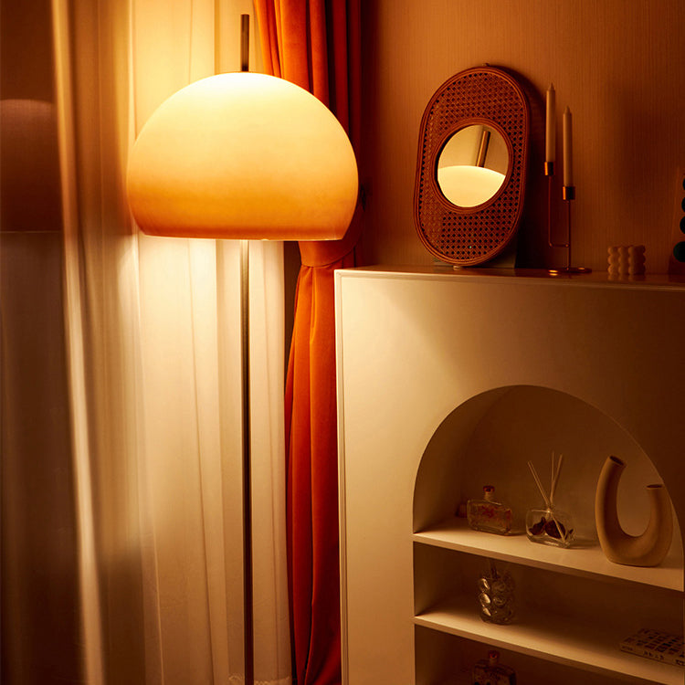 Lampe de sol contemporaine rétro en verre avec matériel en forme de champignon à 2 lumières pour salon 