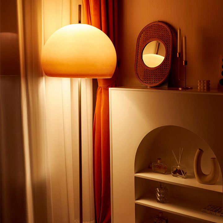 Lampe de sol contemporaine rétro en verre avec matériel en forme de champignon à 2 lumières pour salon 